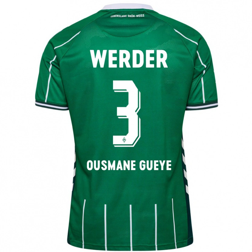 DanxenレディースPapa Ousmane Gueye#3グリーン ホワイトホームシャツ2025/26ジャージーユニフォーム