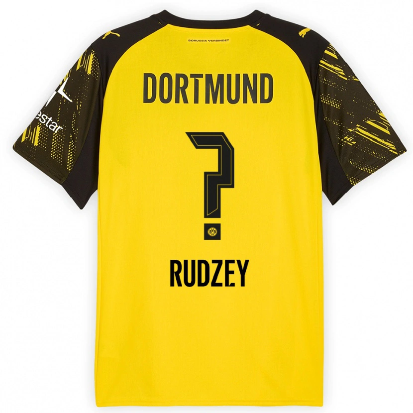 DanxenレディースNazariy Rudzey#0イエロー ブラックホームシャツ2025/26ジャージーユニフォーム