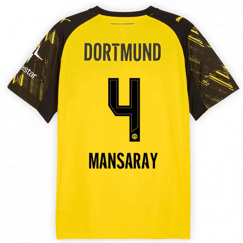 DanxenレディースIsmael Mansaray#4イエロー ブラックホームシャツ2025/26ジャージーユニフォーム