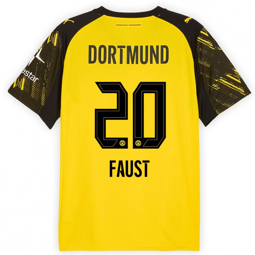 DanxenレディースTom Faust#20イエロー ブラックホームシャツ2025/26ジャージーユニフォーム
