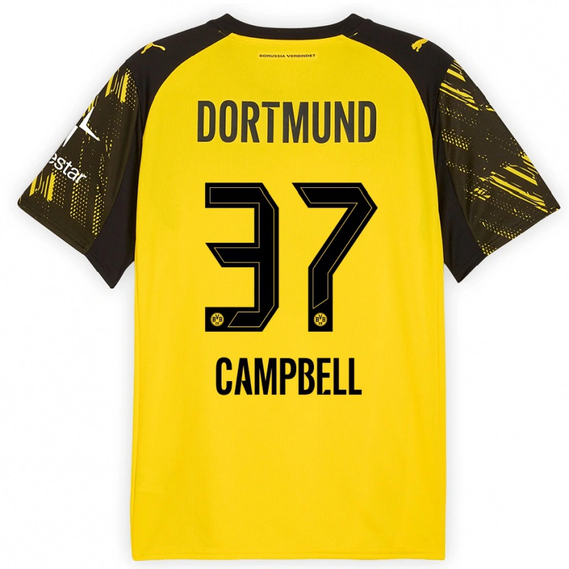 Danxenレディースコール・キャンベル#37イエロー ブラックホームシャツ2025/26ジャージーユニフォーム