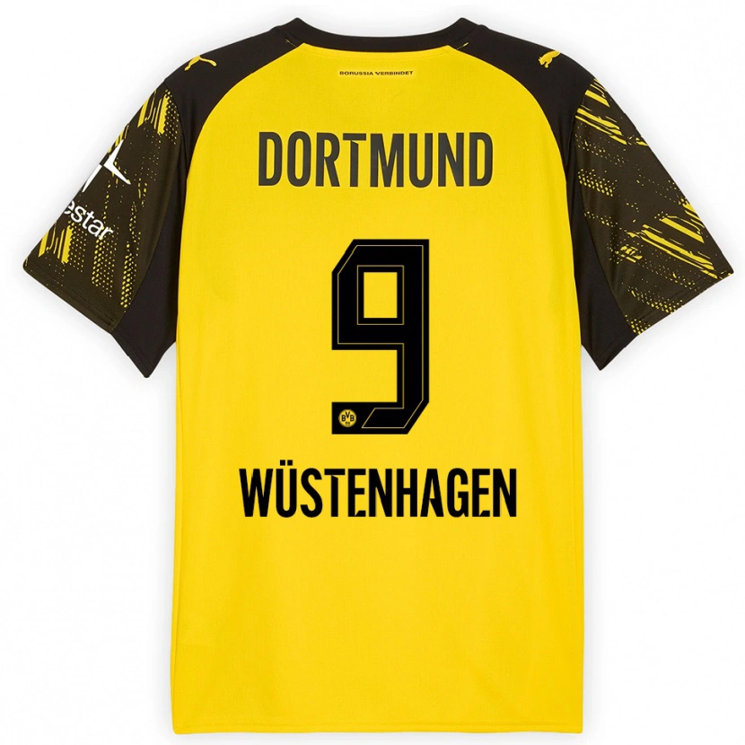DanxenレディースBennedikt Wüstenhagen#9イエロー ブラックホームシャツ2025/26ジャージーユニフォーム
