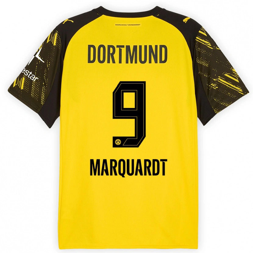 DanxenレディースDana Marquardt#9イエロー ブラックホームシャツ2025/26ジャージーユニフォーム