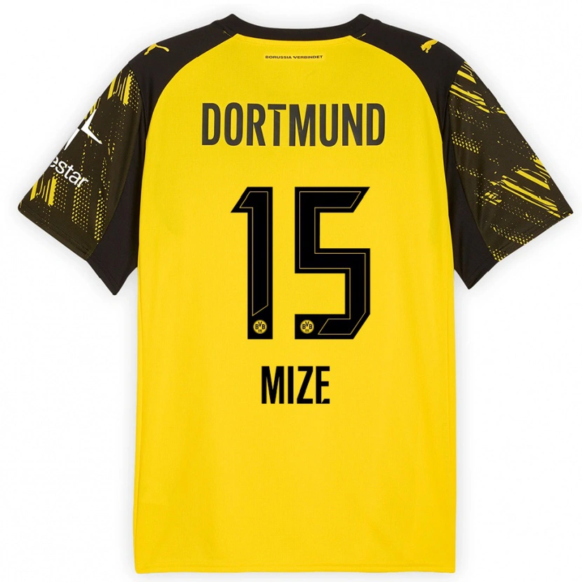 Danxenレディースジャック・マイズ#15イエロー ブラックホームシャツ2025/26ジャージーユニフォーム