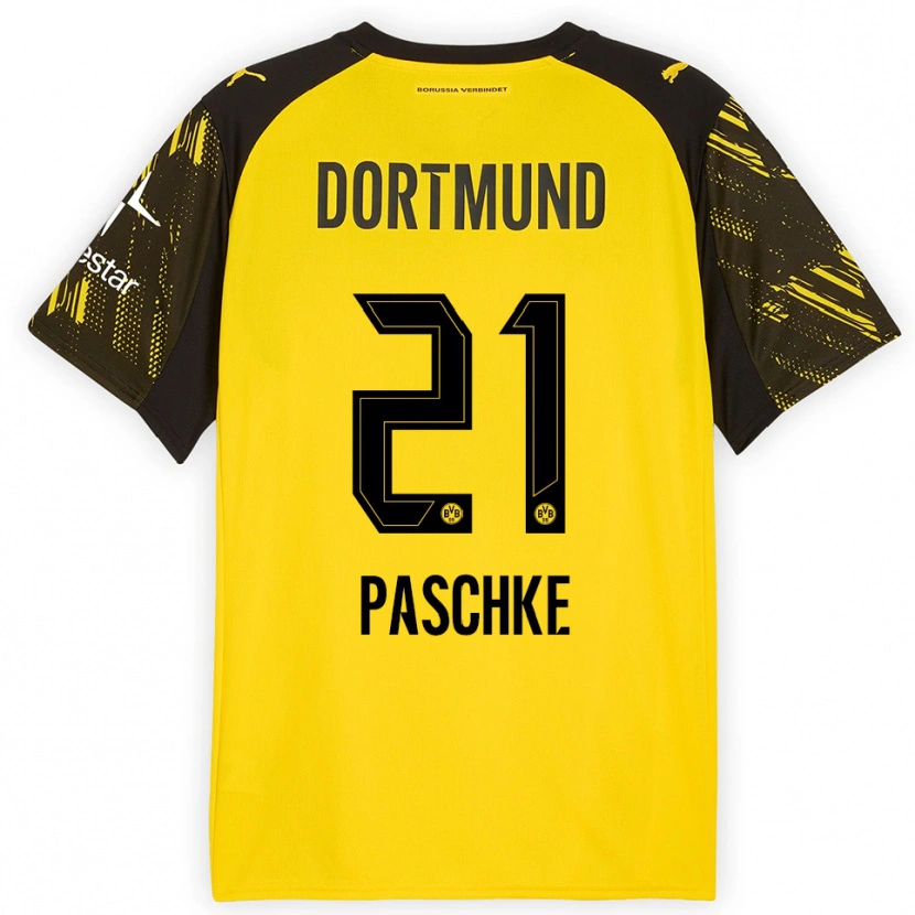 Danxenレディースフェリックス・パシュケ#21イエロー ブラックホームシャツ2025/26ジャージーユニフォーム