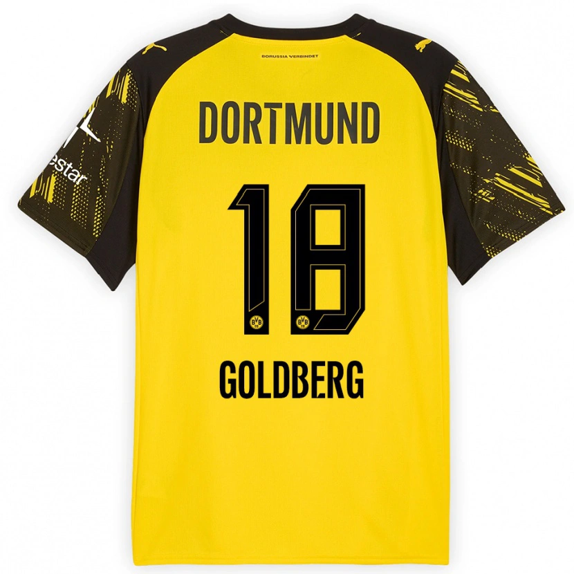 DanxenレディースNiclas Goldberg#18イエロー ブラックホームシャツ2025/26ジャージーユニフォーム