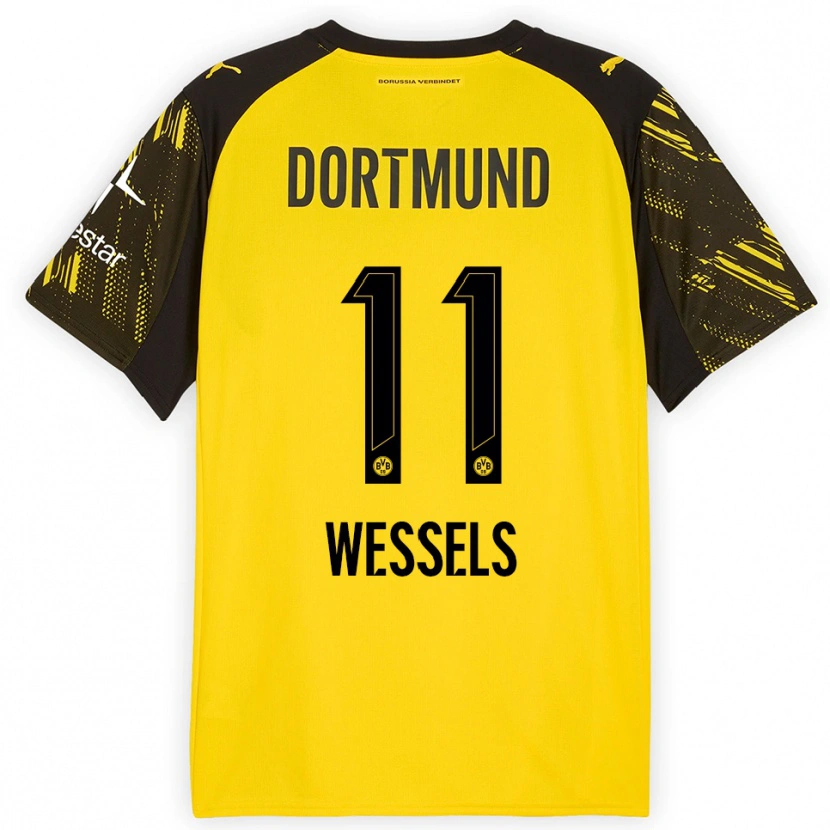 DanxenレディースArne Wessels#11イエロー ブラックホームシャツ2025/26ジャージーユニフォーム