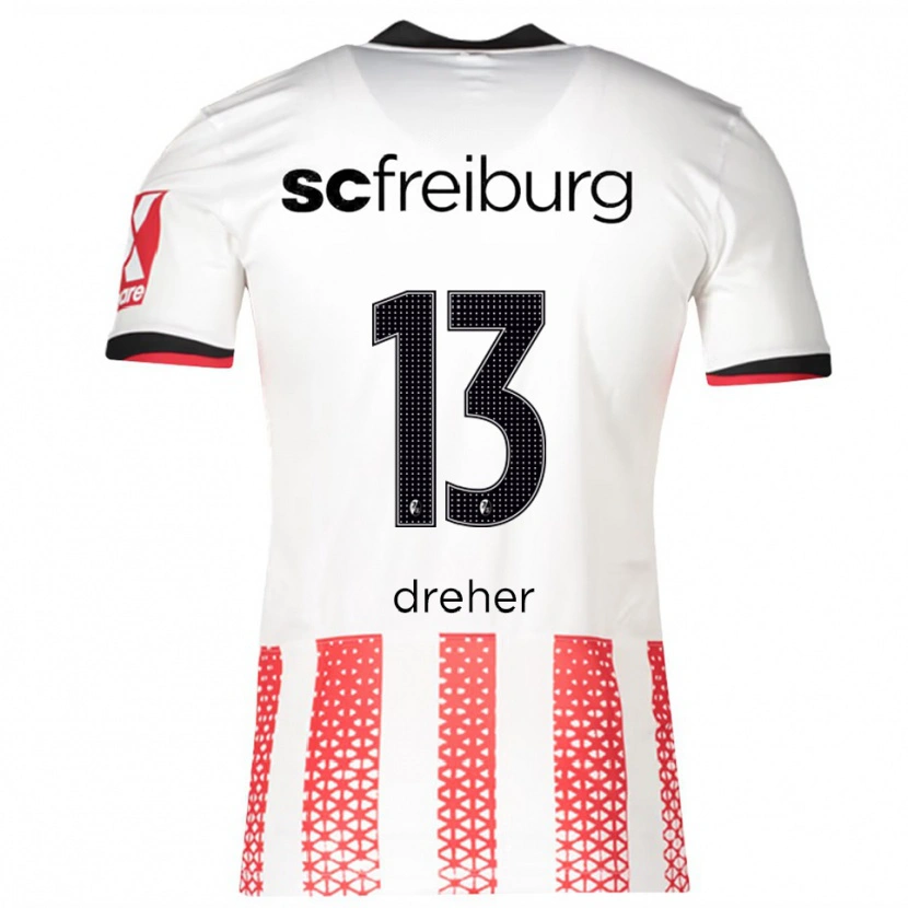 DanxenレディースCedric Dreher#13ホワイト レッドホームシャツ2025/26ジャージーユニフォーム