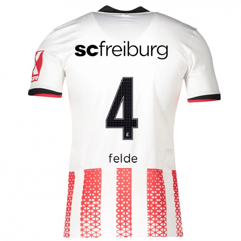 DanxenレディースMeret Felde#4ホワイト レッドホームシャツ2025/26ジャージーユニフォーム