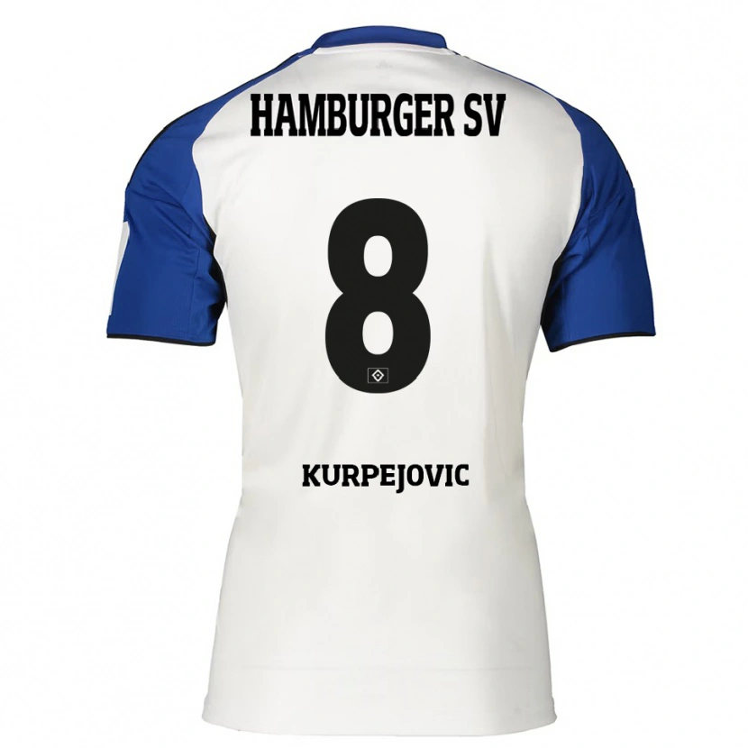 DanxenレディースEmin Kurpejovic#8ホワイト ブルーホームシャツ2025/26ジャージーユニフォーム