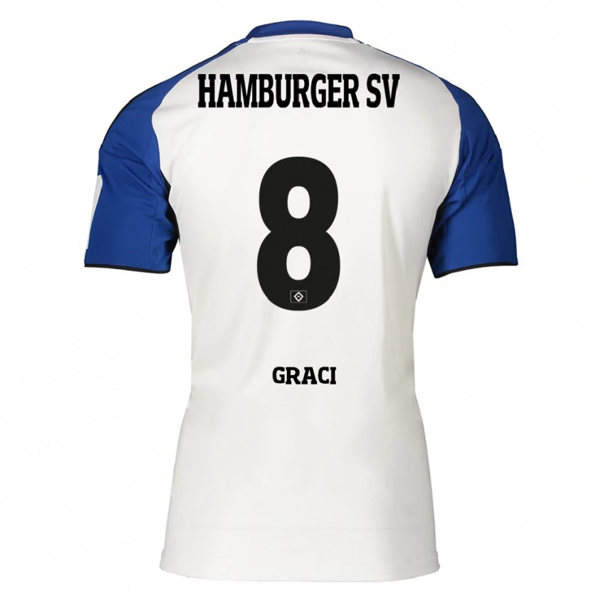 DanxenレディースMassimo Graci#8ホワイト ブルーホームシャツ2025/26ジャージーユニフォーム
