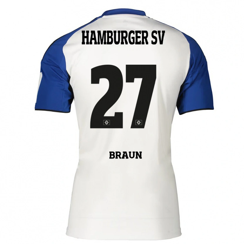 DanxenレディースElias Braun#27ホワイト ブルーホームシャツ2025/26ジャージーユニフォーム