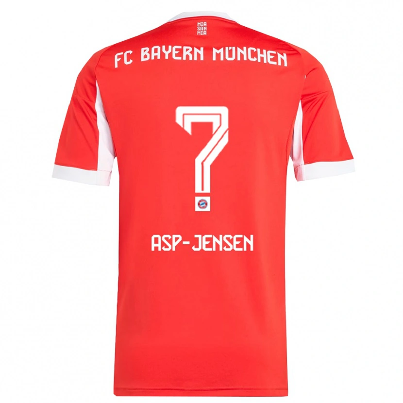 Danxenレディースジョナサン・アスプ・イェンセン#0レッド ホワイトホームシャツ2025/26ジャージーユニフォーム