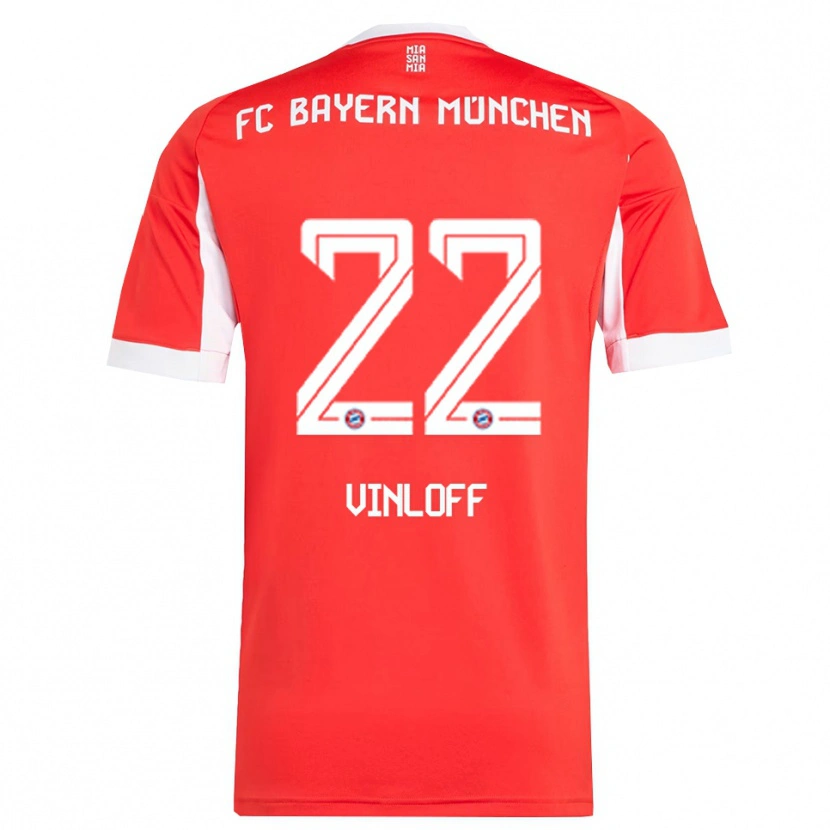 Danxenレディースマッテオ・ヴィンロフ#22レッド ホワイトホームシャツ2025/26ジャージーユニフォーム