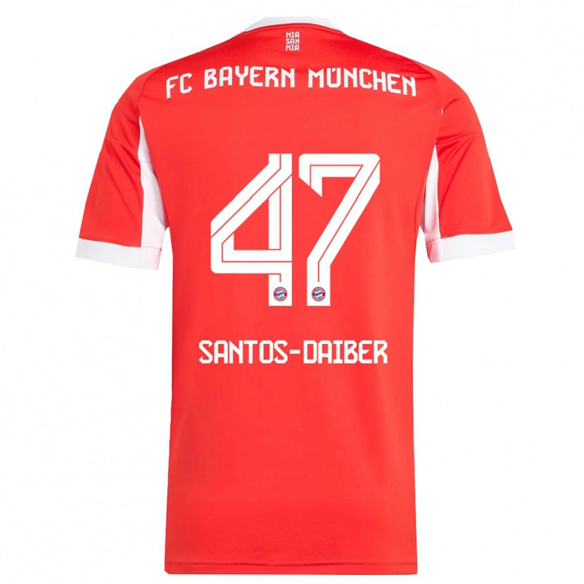 DanxenレディースDavid Santos Daiber#47レッド ホワイトホームシャツ2025/26ジャージーユニフォーム