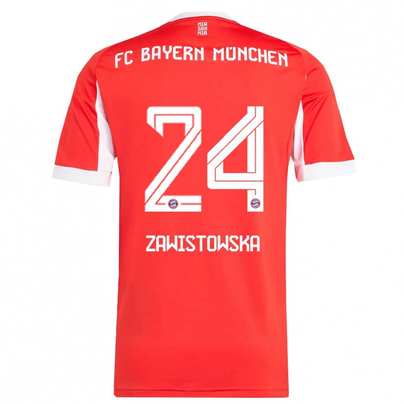 DanxenレディースWeronika Zawistowska#24レッド ホワイトホームシャツ2025/26ジャージーユニフォーム