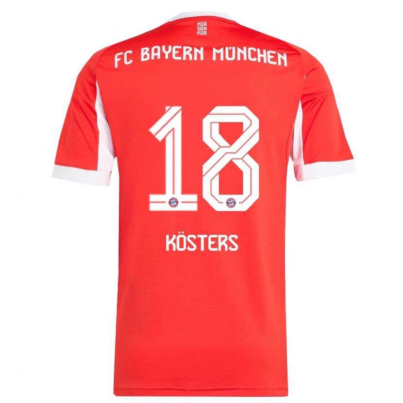 DanxenレディースMatthias Kösters#18レッド ホワイトホームシャツ2025/26ジャージーユニフォーム