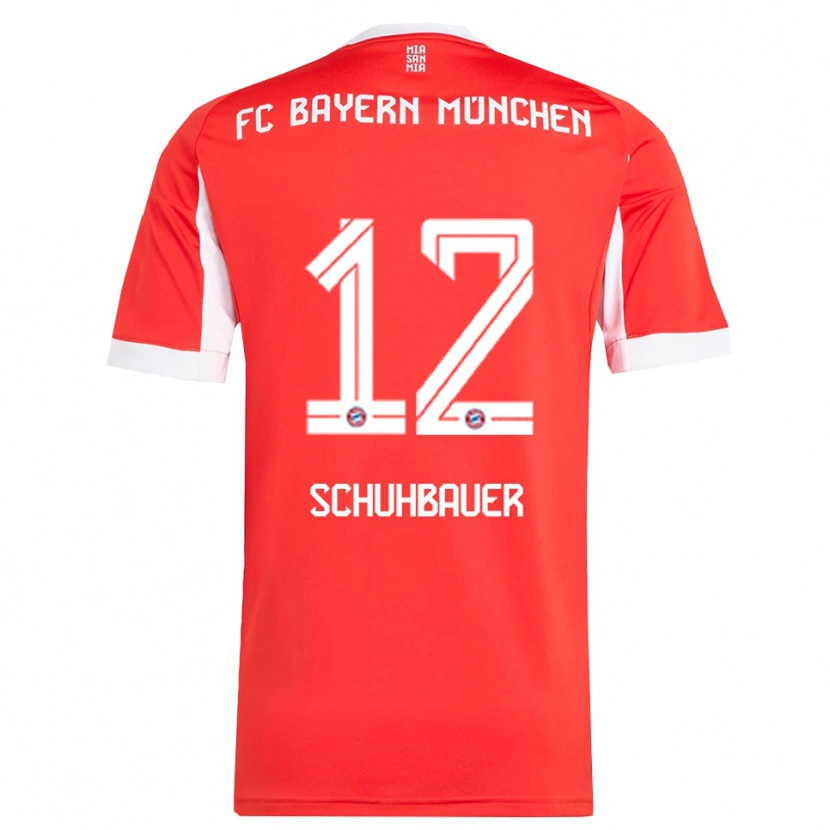 DanxenレディースMaximilian Schuhbauer#12レッド ホワイトホームシャツ2025/26ジャージーユニフォーム