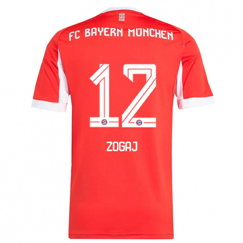 DanxenレディースNderim Zogaj#12レッド ホワイトホームシャツ2025/26ジャージーユニフォーム