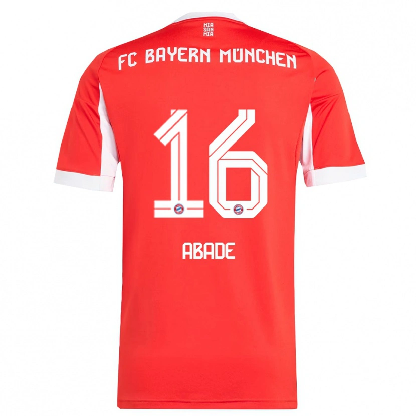 DanxenレディースDaniel Abade#16レッド ホワイトホームシャツ2025/26ジャージーユニフォーム