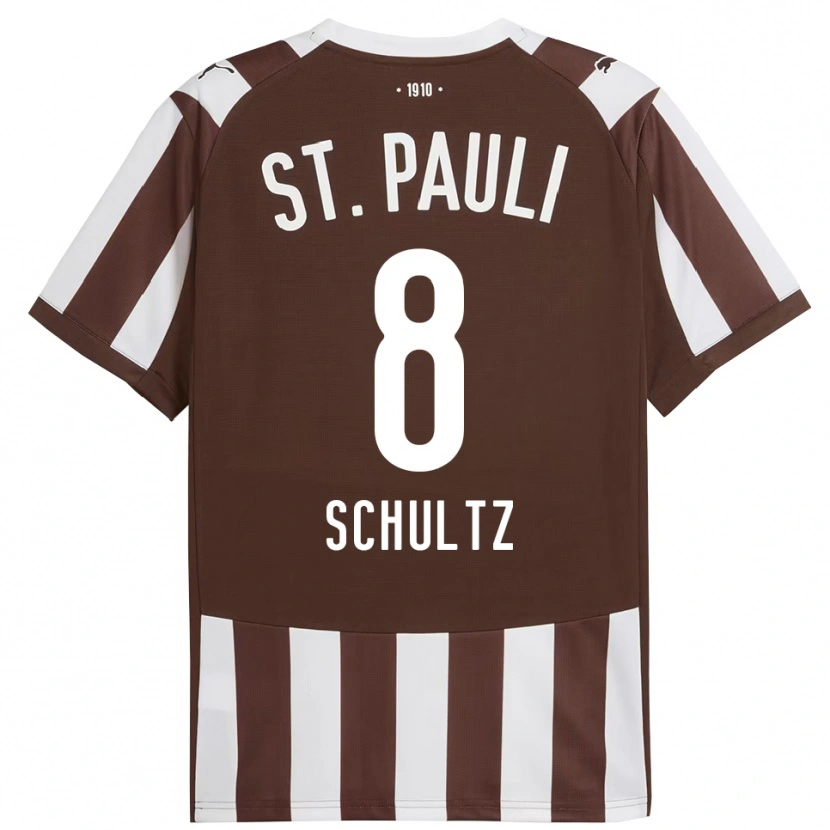 DanxenレディースPaul Schultz#8コーヒー ホワイトホームシャツ2025/26ジャージーユニフォーム