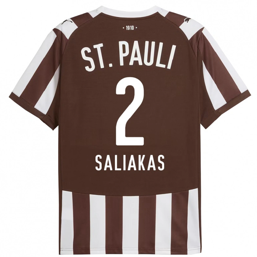 Danxenレディースマノリス・サリアカス#2コーヒー ホワイトホームシャツ2025/26ジャージーユニフォーム