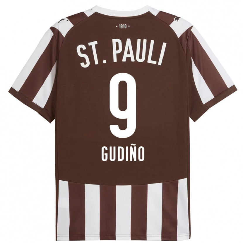 DanxenレディースAlberto Gudiño#9コーヒー ホワイトホームシャツ2025/26ジャージーユニフォーム