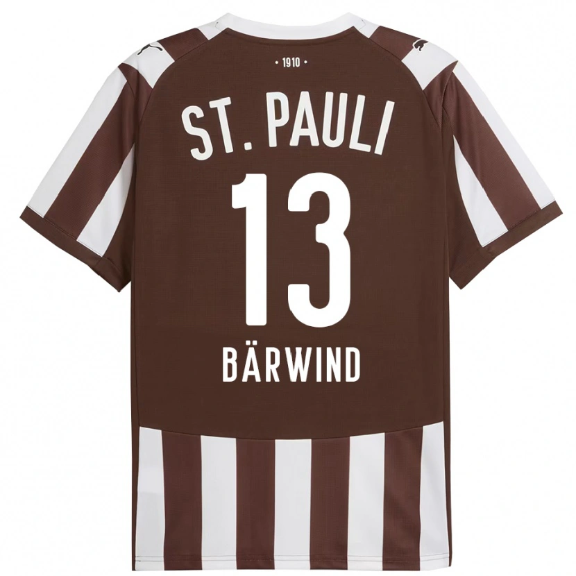 DanxenレディースJonas Bärwind#13コーヒー ホワイトホームシャツ2025/26ジャージーユニフォーム