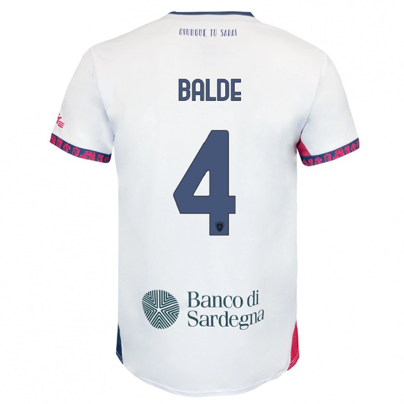DanxenレディースMamadou Balde#4ホワイト ネイビー レッドアウェイシャツ2025/26ジャージーユニフォーム