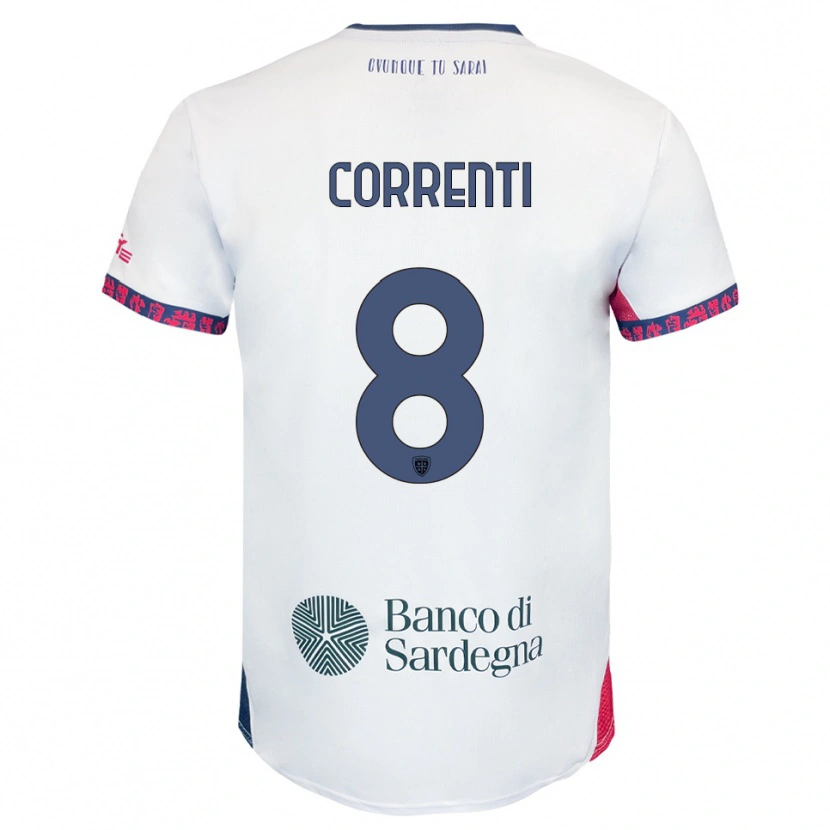 DanxenレディースGabriele Correnti#8ホワイト ネイビー レッドアウェイシャツ2025/26ジャージーユニフォーム