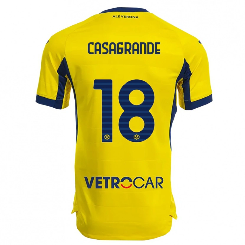 DanxenレディースDavide Casagrande#18イエロー ネイビーアウェイシャツ2025/26ジャージーユニフォーム