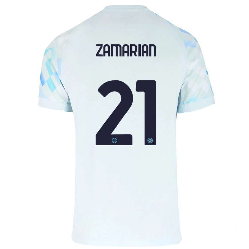 DanxenレディースMatteo Zamarian#21ホワイト ブルーアウェイシャツ2025/26ジャージーユニフォーム