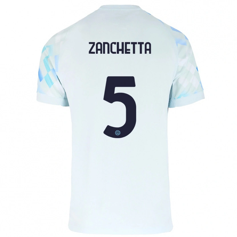 DanxenレディースMattia Zanchetta#5ホワイト ブルーアウェイシャツ2025/26ジャージーユニフォーム