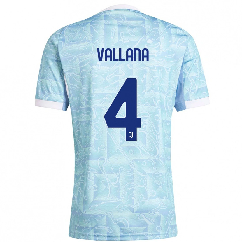 DanxenレディースEdoardo Vallana#4スカイブルー イエローアウェイシャツ2025/26ジャージーユニフォーム