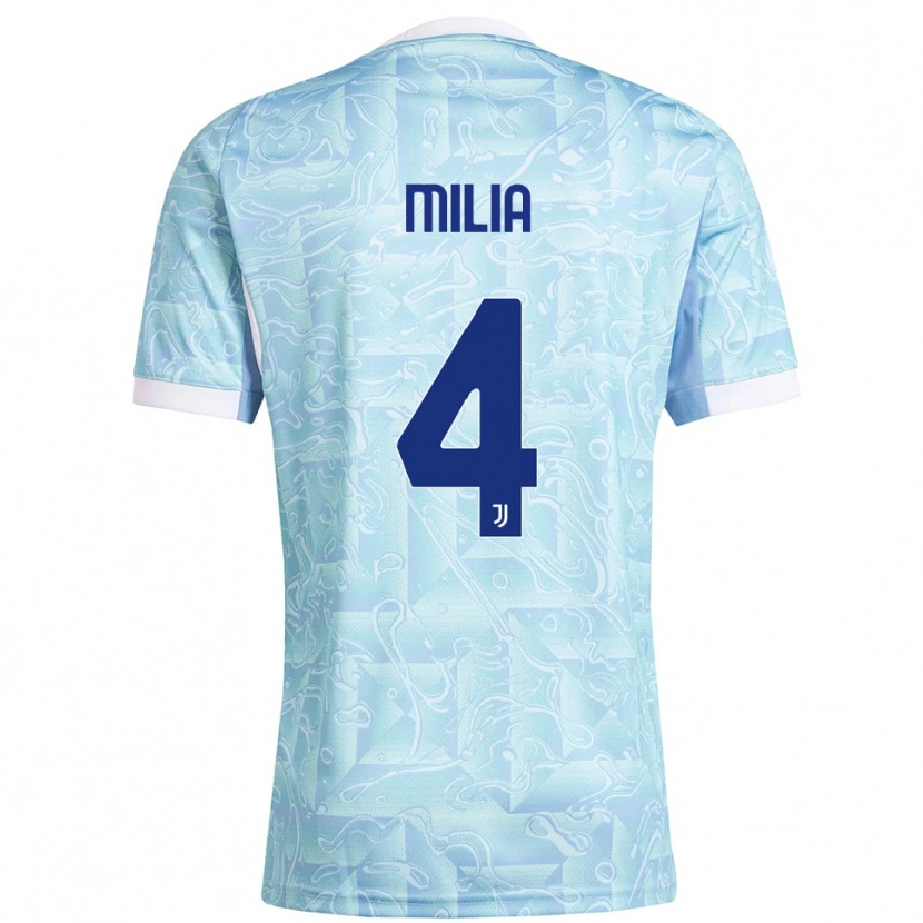 DanxenレディースNicolò Milia#4スカイブルー イエローアウェイシャツ2025/26ジャージーユニフォーム