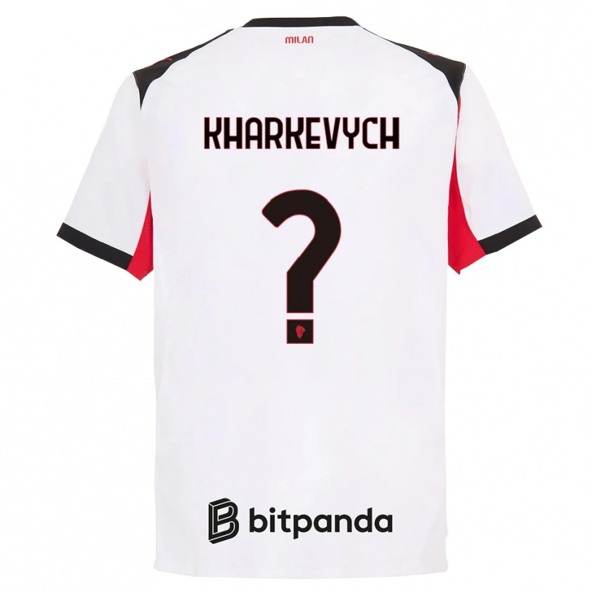 DanxenレディースYaroslav Kharkevych#0ホワイト ブラックアウェイシャツ2025/26ジャージーユニフォーム