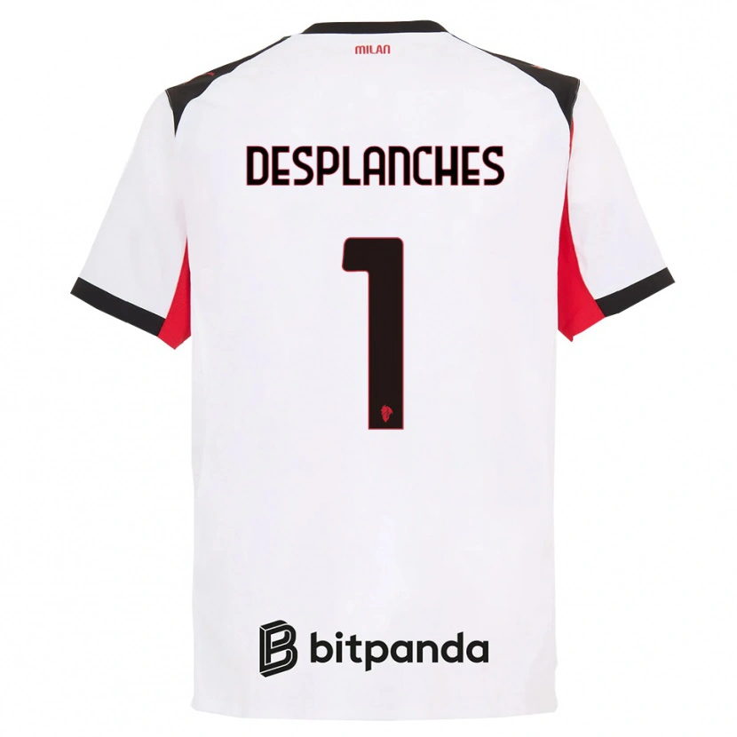 Danxenレディースセバスティアーノ・デプランシュ#1ホワイト ブラックアウェイシャツ2025/26ジャージーユニフォーム