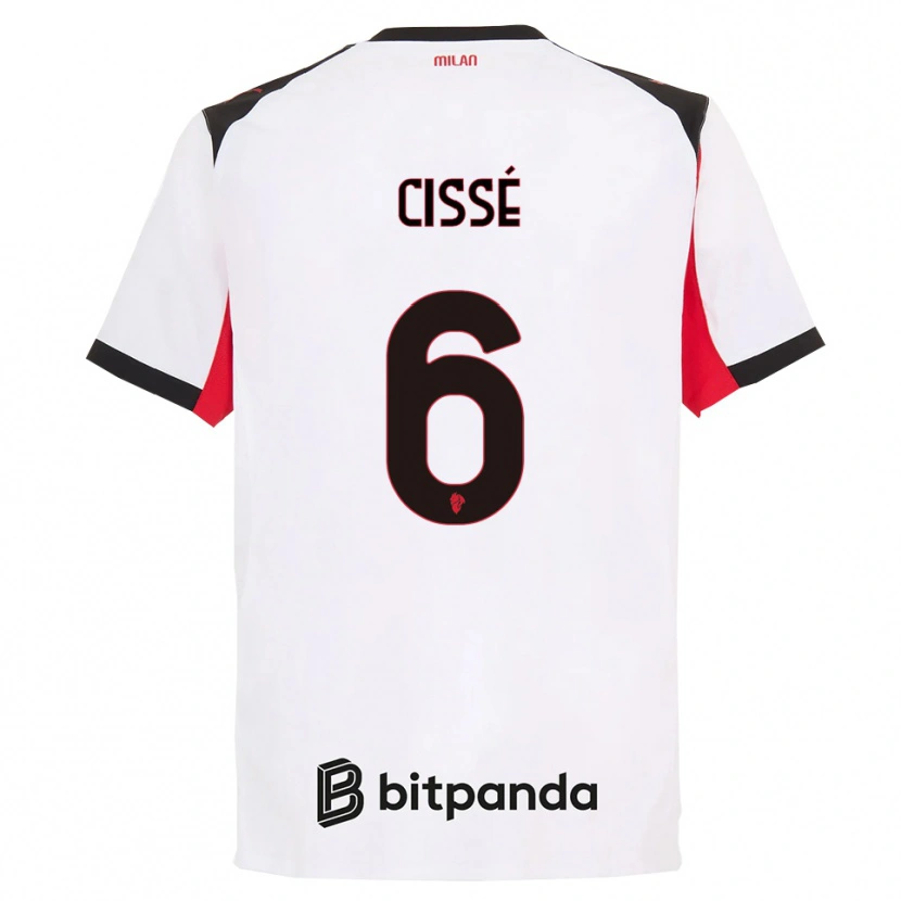 DanxenレディースMaiga-Hamadoun Cissé#6ホワイト ブラックアウェイシャツ2025/26ジャージーユニフォーム