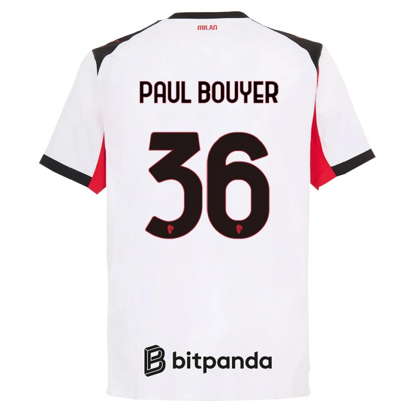 DanxenレディースLéo Paul Bouyer#36ホワイト ブラックアウェイシャツ2025/26ジャージーユニフォーム