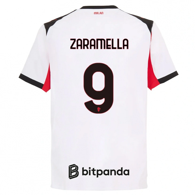 DanxenレディースMattia Zaramella#9ホワイト ブラックアウェイシャツ2025/26ジャージーユニフォーム