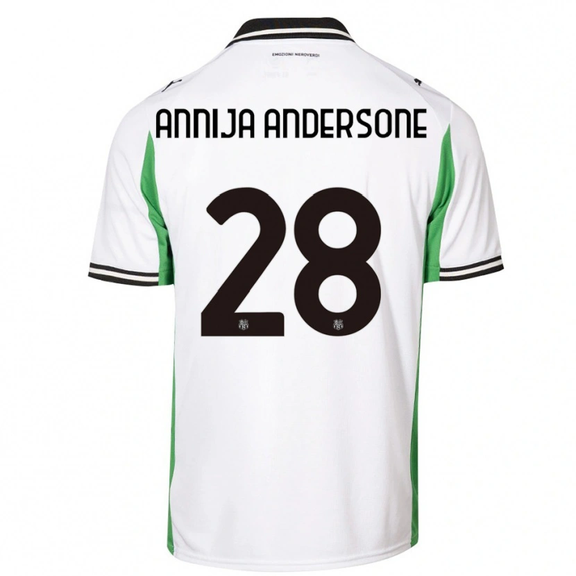 DanxenレディースGabriela Annija Andersone#28ホワイト グリーン ブラックアウェイシャツ2025/26ジャージーユニフォーム