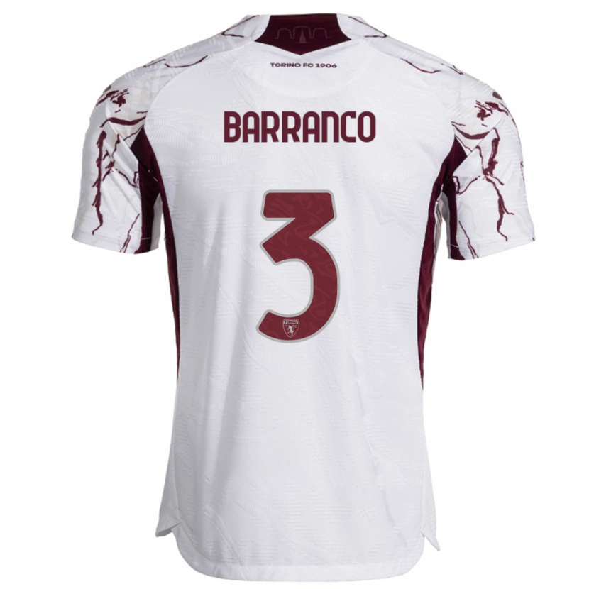 DanxenレディースGioacchino Barranco#3ホワイト バーガンディアウェイシャツ2025/26ジャージーユニフォーム