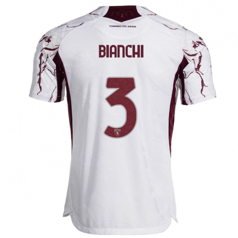 DanxenレディースRiccardo Bianchi#3ホワイト バーガンディアウェイシャツ2025/26ジャージーユニフォーム