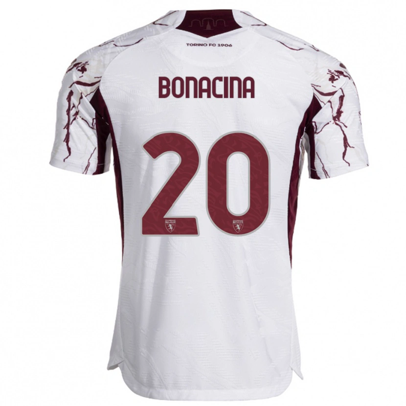DanxenレディースDavid Bonacina#20ホワイト バーガンディアウェイシャツ2025/26ジャージーユニフォーム