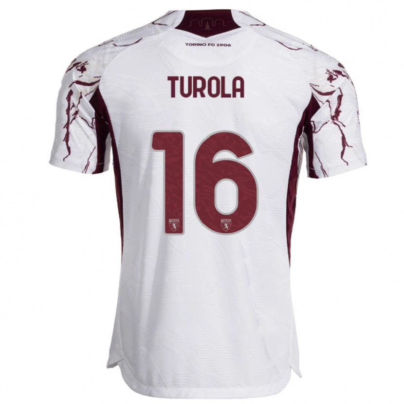 DanxenレディースCristian Turola#16ホワイト バーガンディアウェイシャツ2025/26ジャージーユニフォーム
