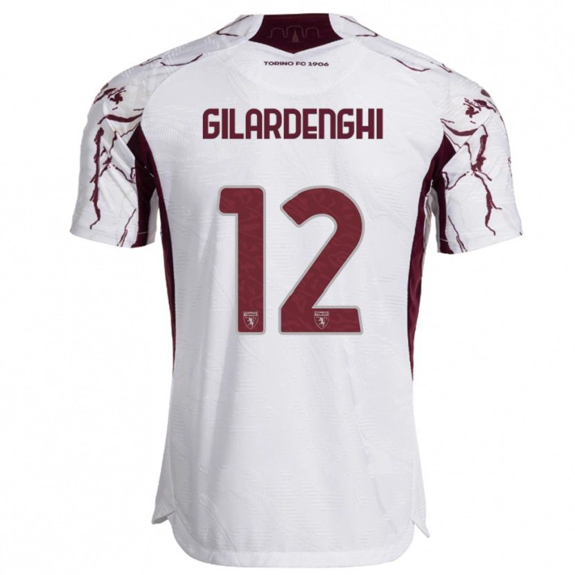 DanxenレディースRiccardo Gilardenghi#12ホワイト バーガンディアウェイシャツ2025/26ジャージーユニフォーム