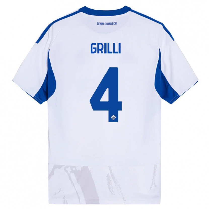 DanxenレディースFederico Grilli#4ホワイト ブルーアウェイシャツ2025/26ジャージーユニフォーム