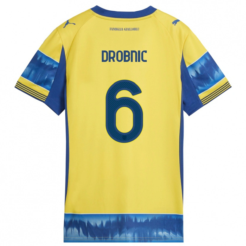 DanxenレディースDominik Drobnic#6イエロー ブルーアウェイシャツ2025/26ジャージーユニフォーム