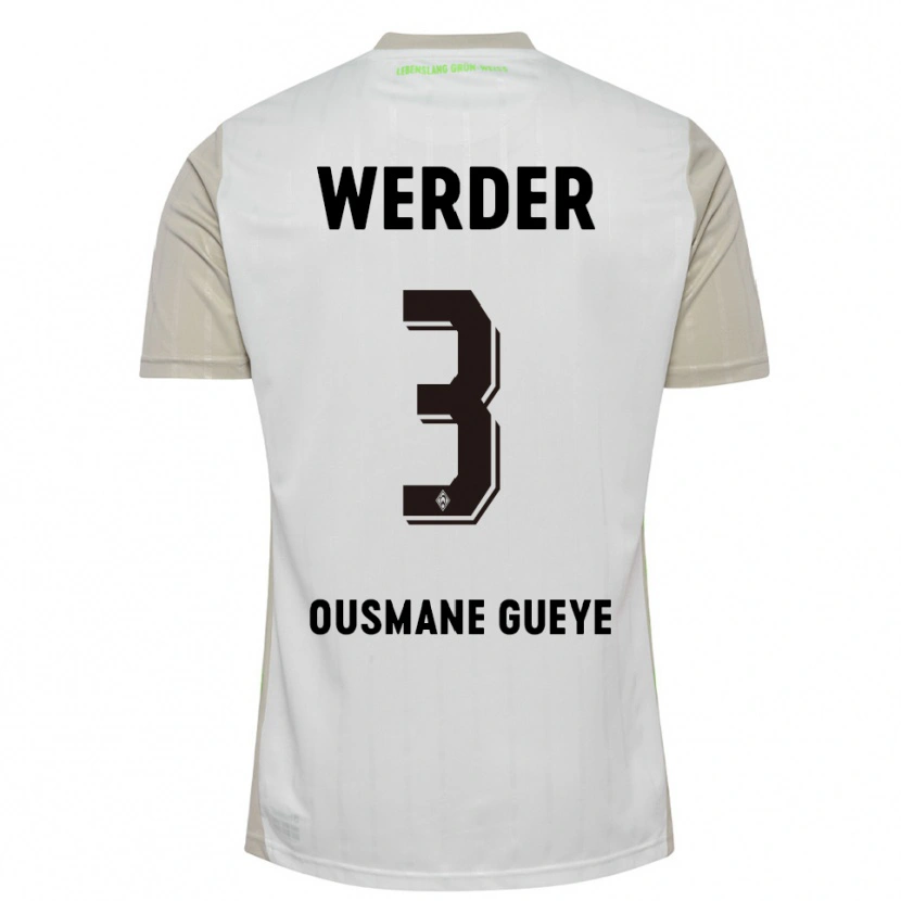 DanxenレディースPapa Ousmane Gueye#3ホワイト ブラックアウェイシャツ2025/26ジャージーユニフォーム