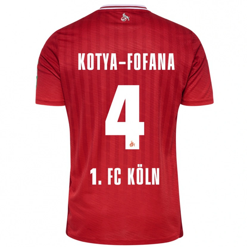 DanxenレディースAssad Kotya-Fofana#4レッド ホワイトアウェイシャツ2025/26ジャージーユニフォーム